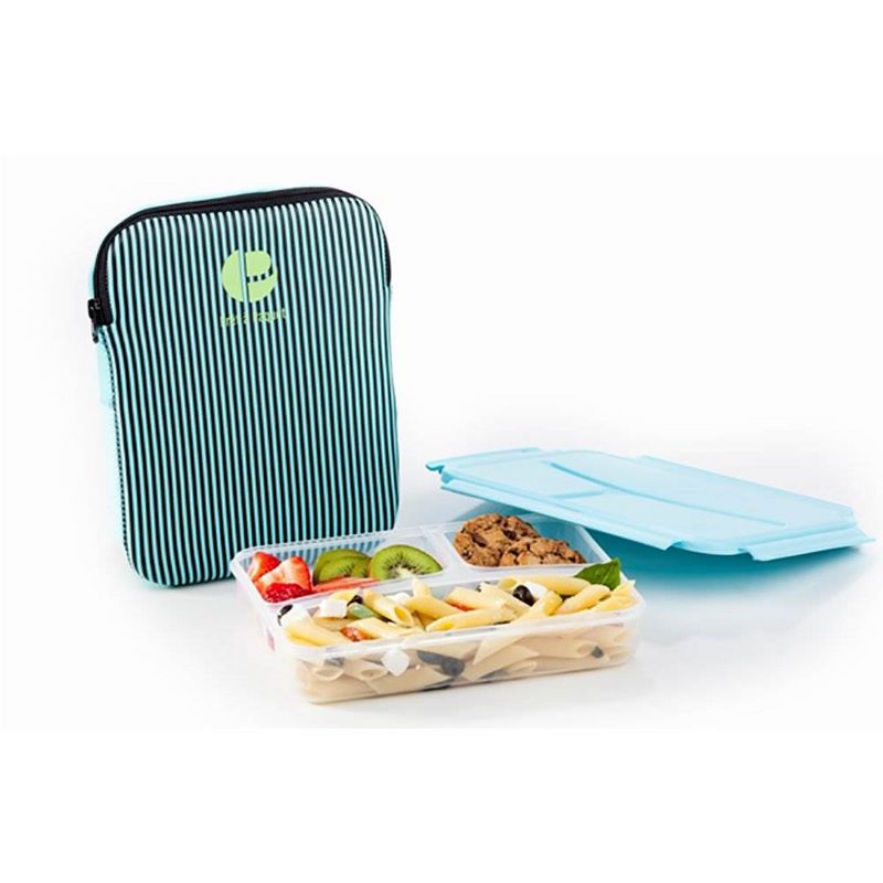Life Story Plastic Divided Compartment Lunch Box Container with Insulated Sleeve