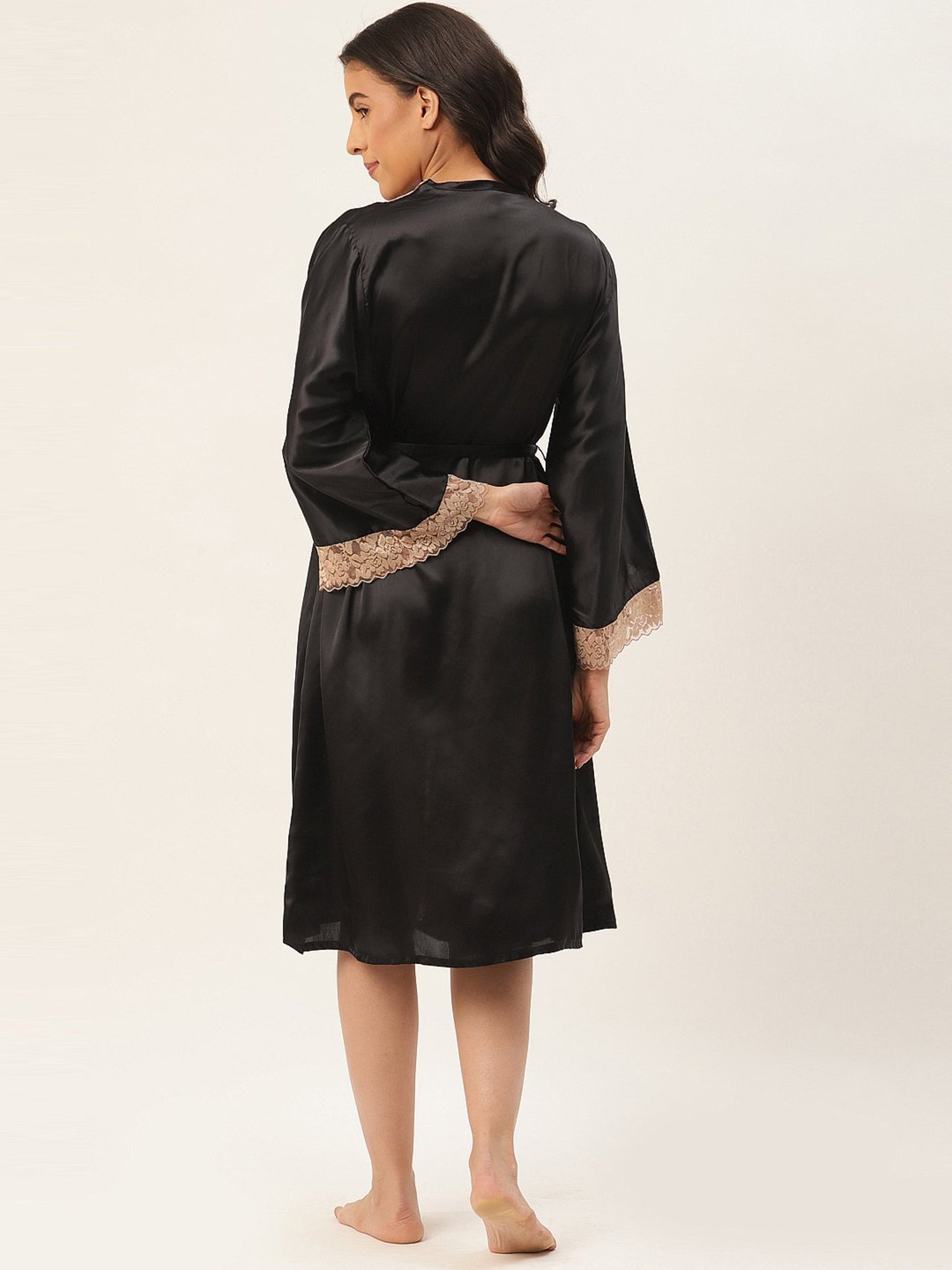 Ms.Lingies Black Lace Work Robe