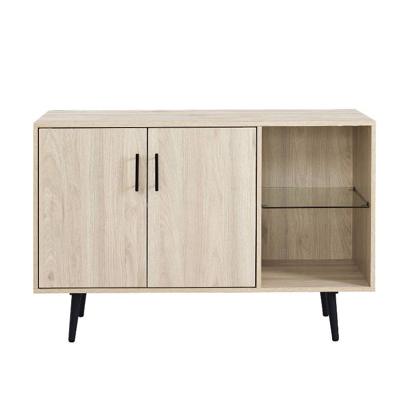 Amelia Mid-Century Modern Asymmetrical Sideboard TV Stand for TVs up to 50" Birch - Saracina Home