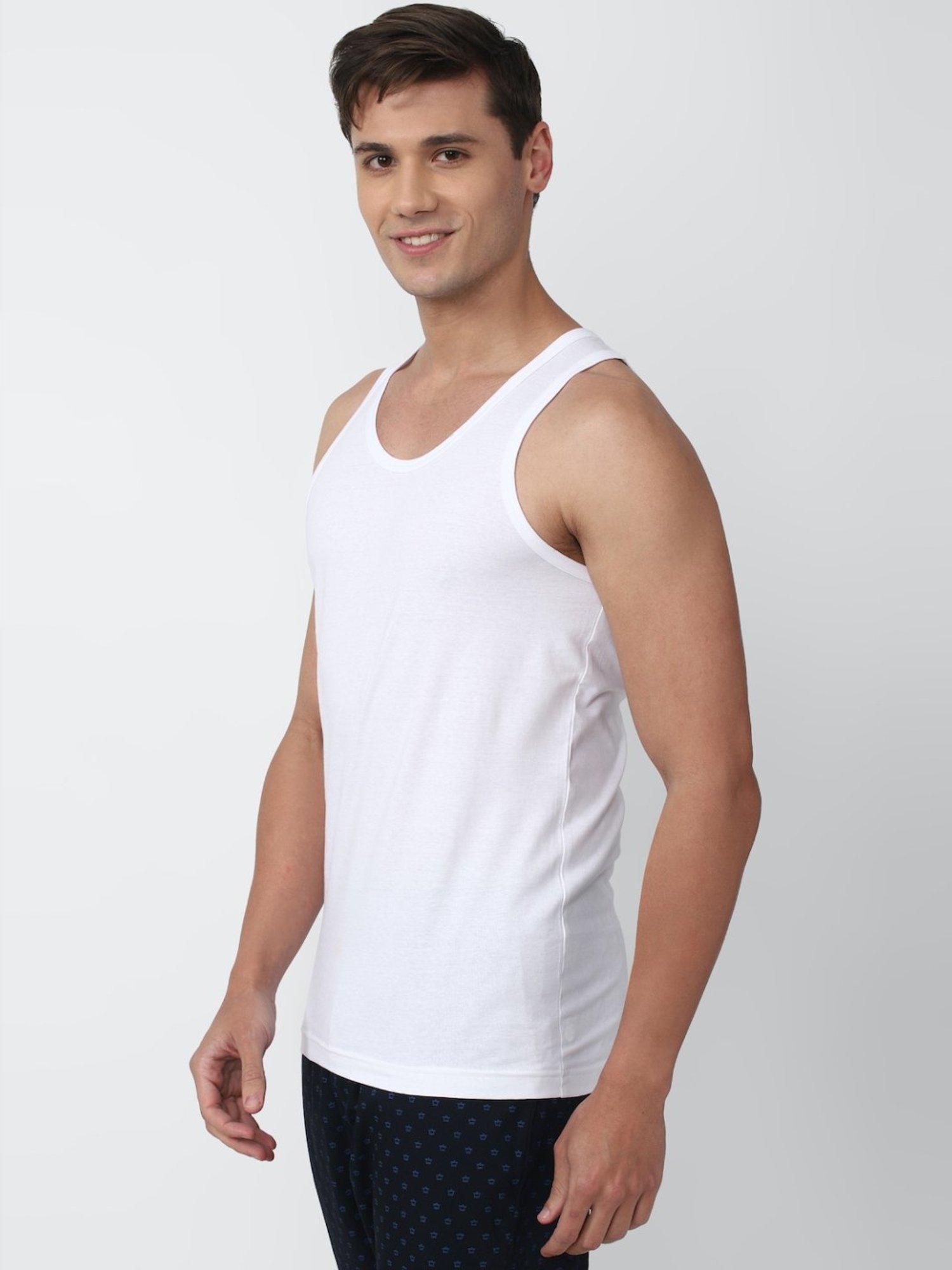 Peter England White Cotton Regular Fit Vest - Pack Of 2