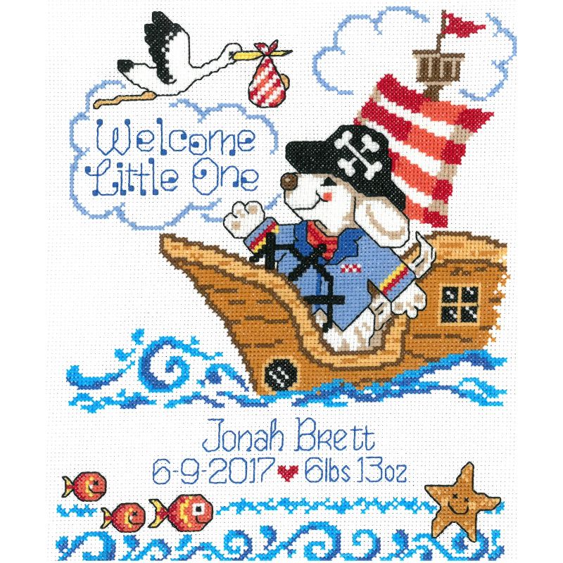 Imaginating Counted Cross Stitch Kit 8"X10"-Pirate Birth Record (14 Count)