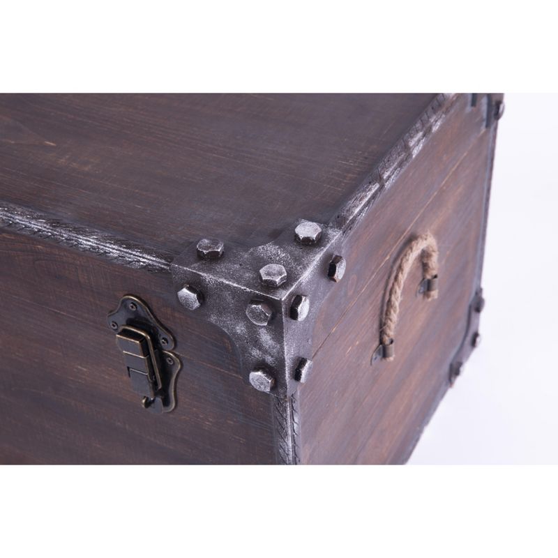 Vintiquewise Distressed Wooden Vintage Industrial Style Decorative Trunk with Lockable Latch