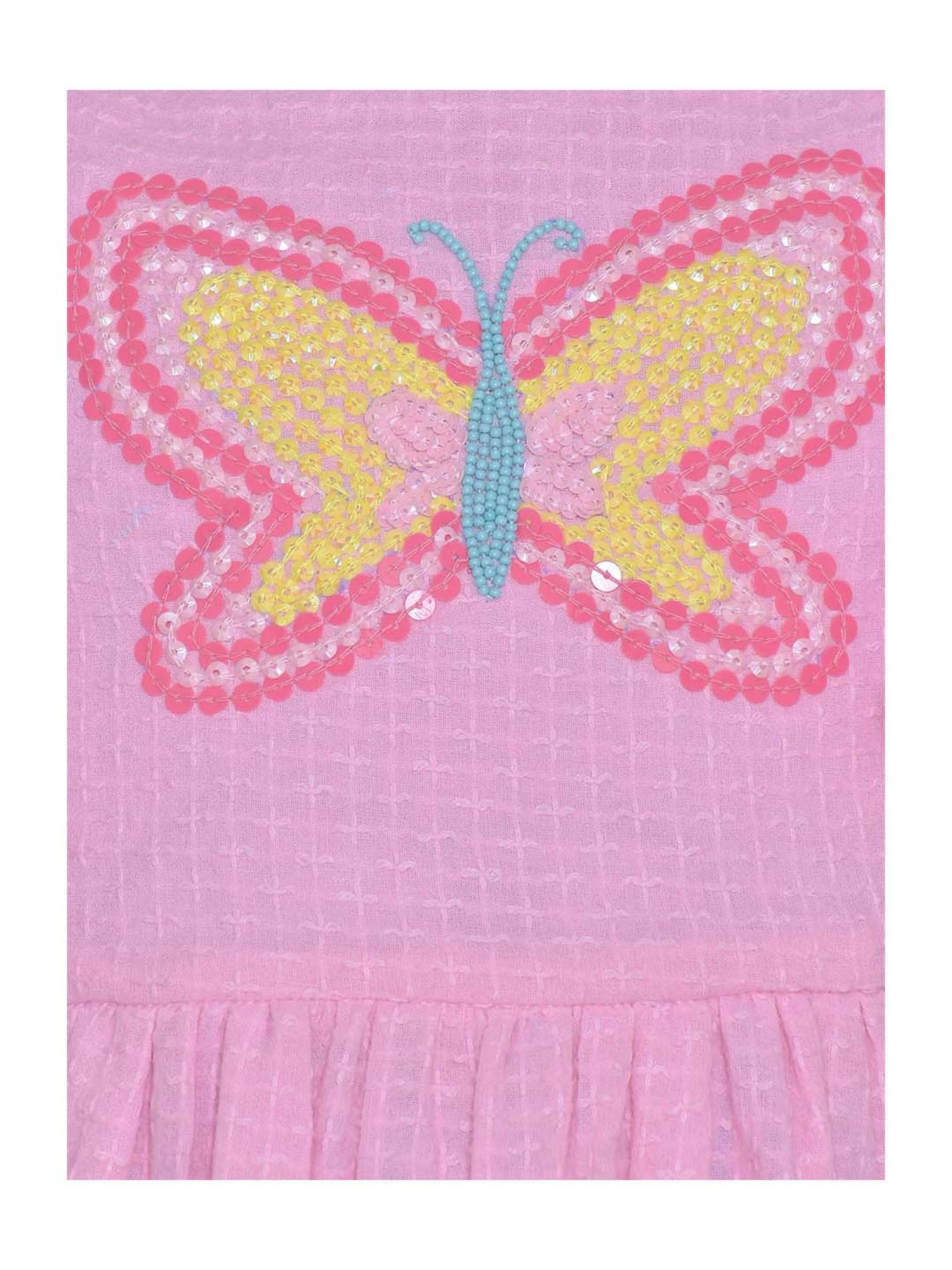 A Little Fable Kids Pink Cotton Embellished Dress