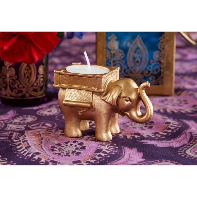 12ct Lucky Elephant Golden Tealight Holders - Gold