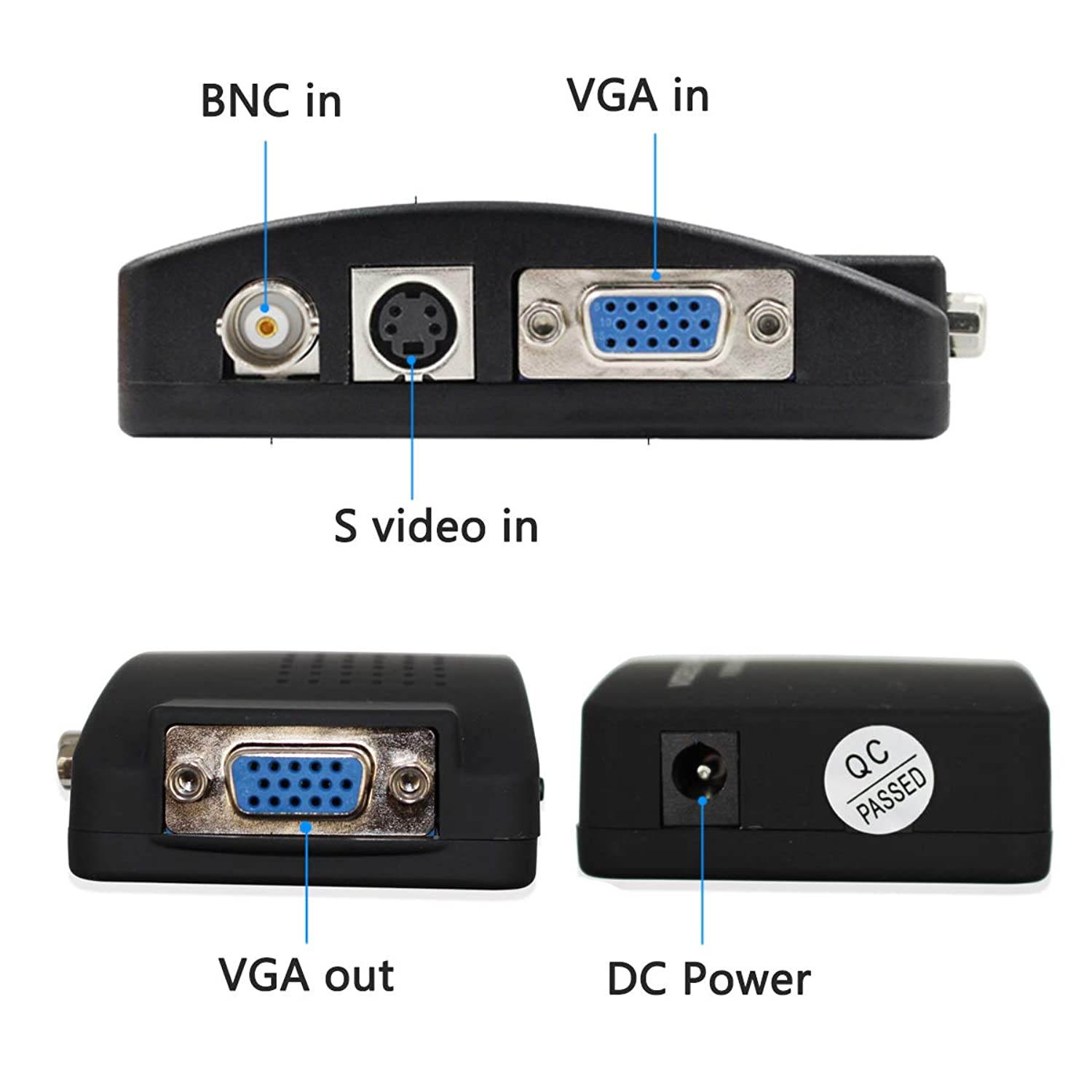 Wiistar BNC S Video VGA to VGA Converter Box PC to TV CCTV Camera BNC VGA to VGA Output Laptop Computer Monitor Converter Adapter for DVR DVD Player Support PAL NTS
