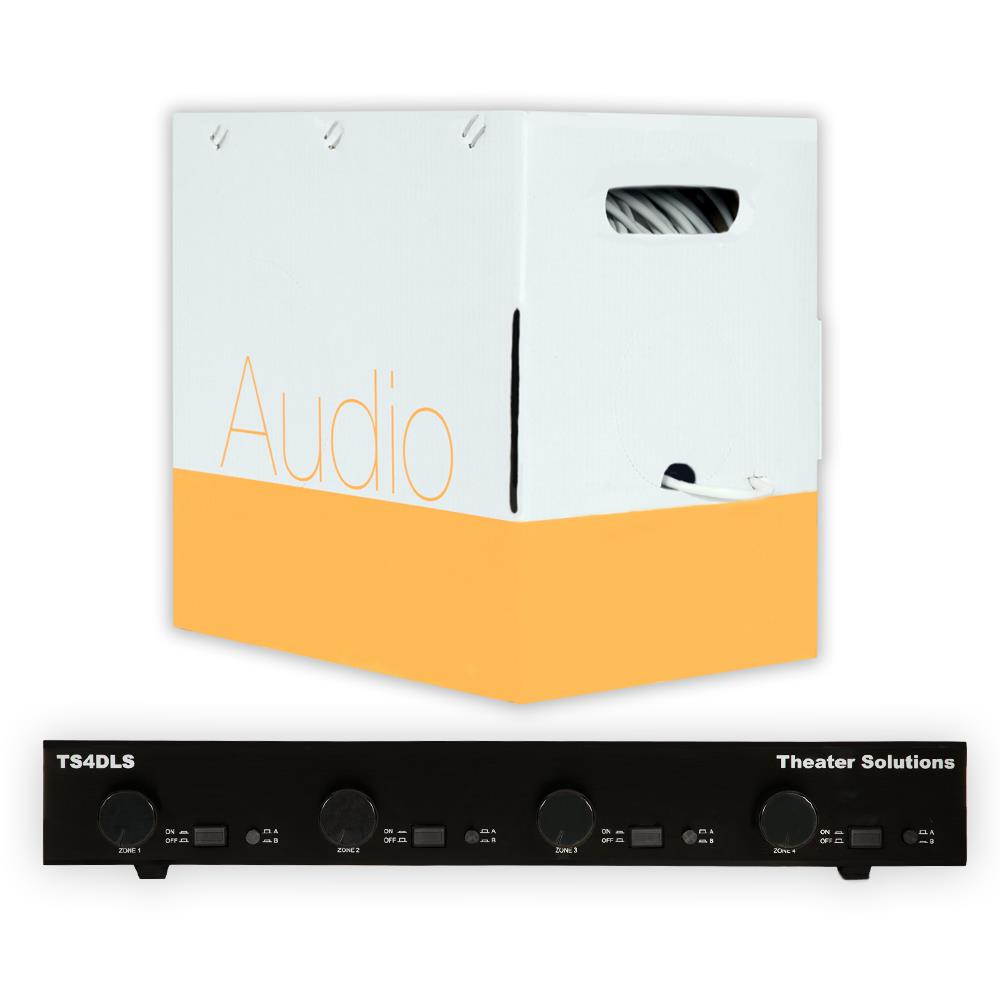 Theater Solutions TS4DLS Speaker Selector Box Dual Input and 500 Feet 2 Conductor 16 Gauge CL3 Wire