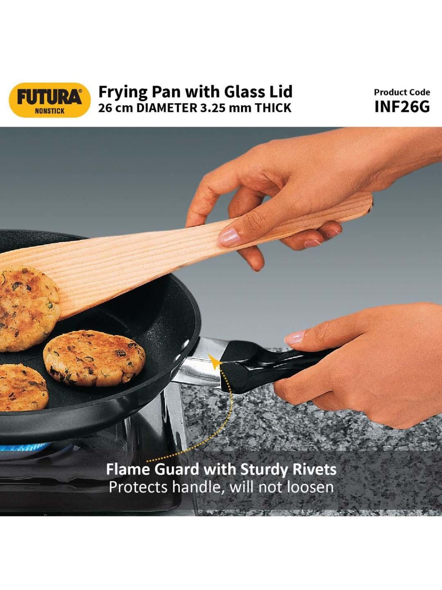 Hawkins Black Aluminium 26 cm Induction Fry Pan With Glass Lid (0.9 L)