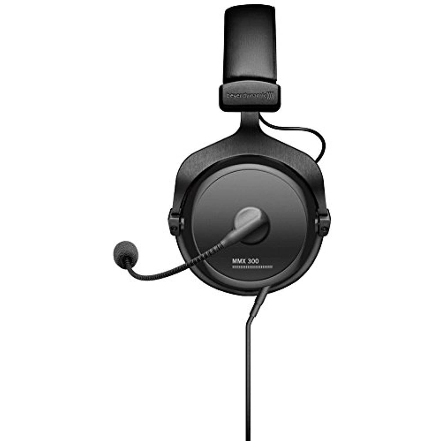 beyerdynamic MMX 300 PC Gaming Digital Headset with Microphone 2nd Generation 32 Ohms (718300) with Slappa HardBody PRO Full Sized Headphone Case Black  and  Universal Wood Headphone (E1BEYMMX300GEN2)