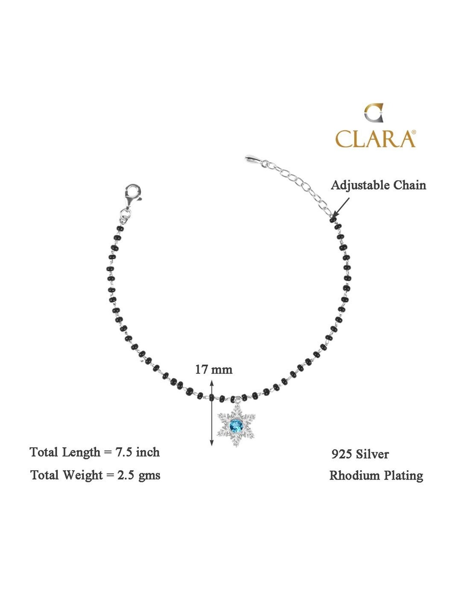 Clara 92.5 Sterling Silver Snowflake Mangalsutra Bracelet for Women