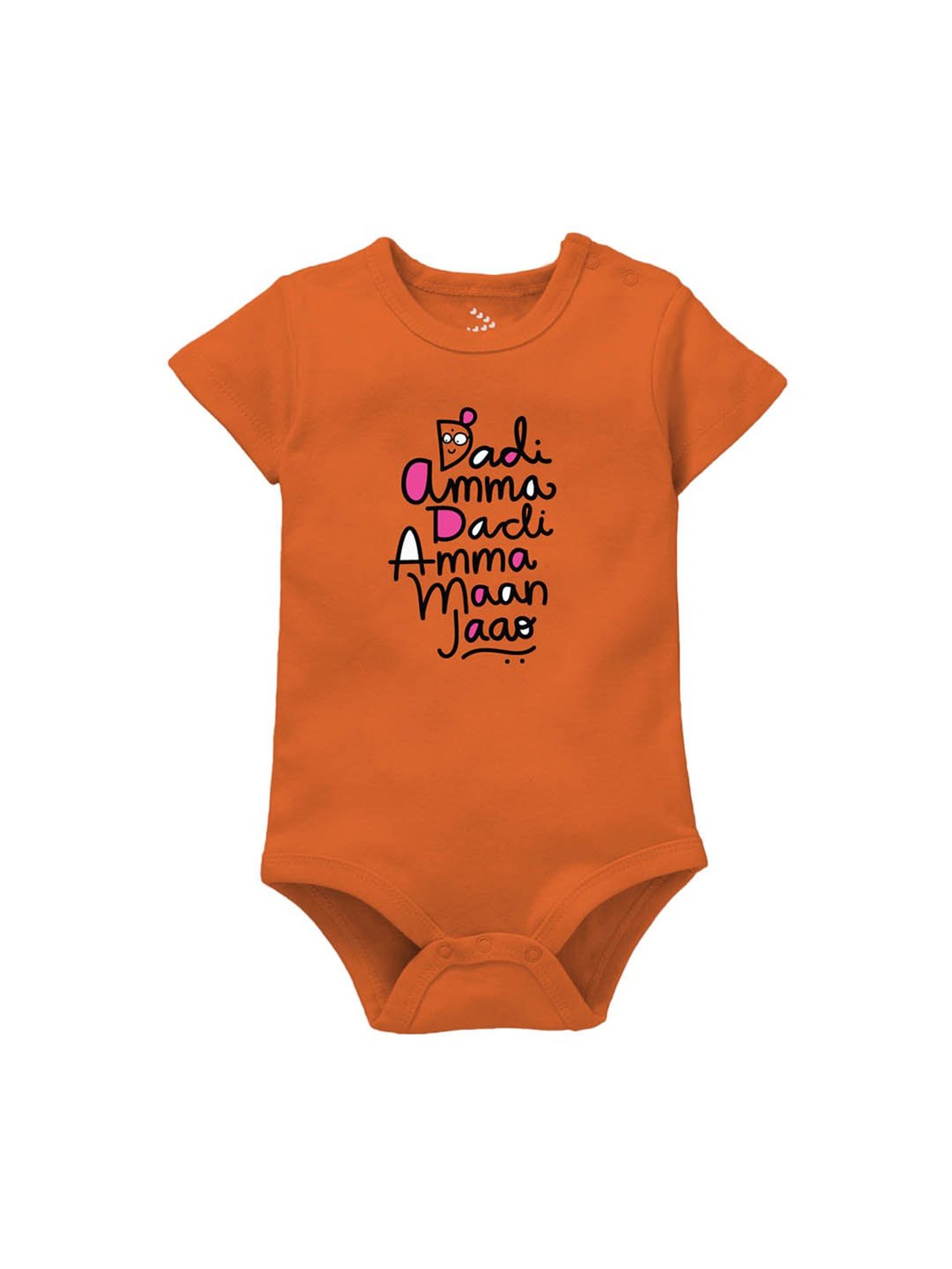 Zeezeezoo Kids Orange Dadi Amma Dadi Amma Printed Onesie