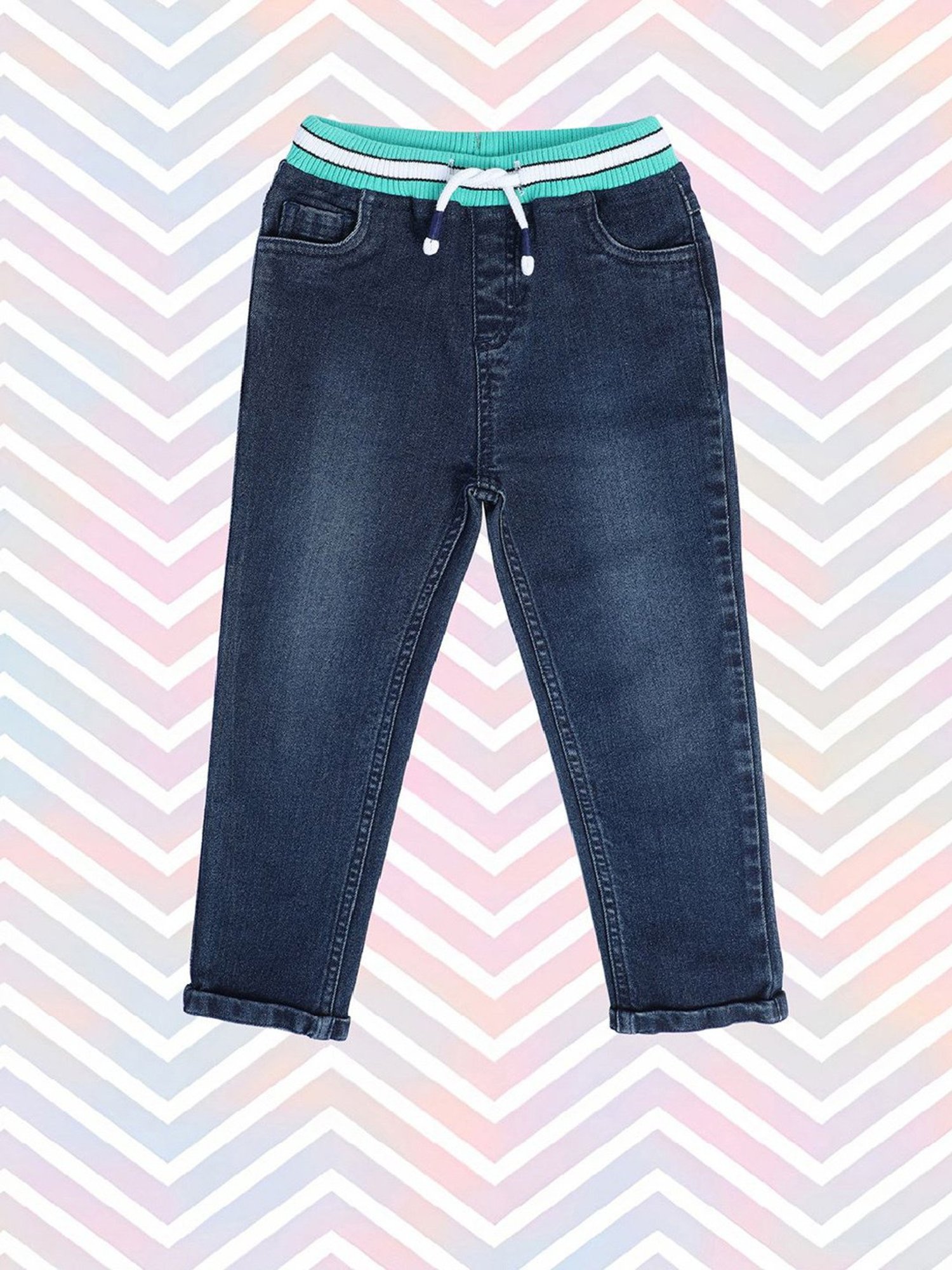 MINIKLUB Boys Blue Solid Denim Pants