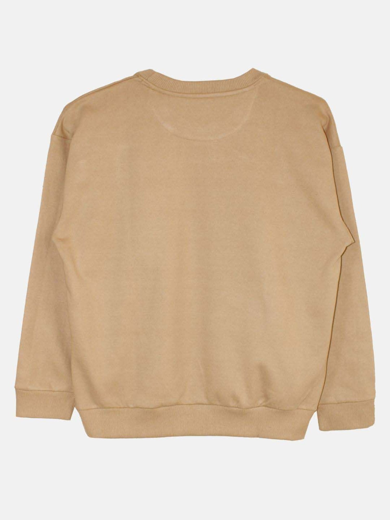 Kiddopanti Kids Beige & Brown Printed Full Sleeves Sweatshirt Set