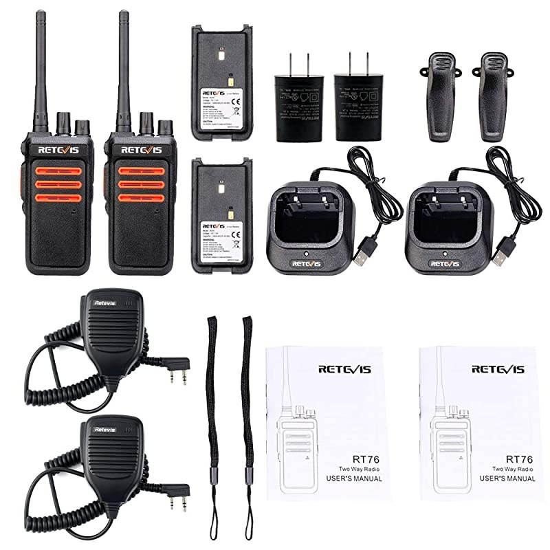 RT76 2 Way Radio GMRS Long Range 30 Channels High Power Clear Sound Outdoor Rugged Walkie Talkies with Speaker MicBlack2 Pack
