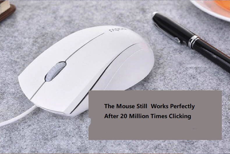Rapoo N160  Ergonomic Wired White Optical USB Durable Silent Mouse for Office and Gaming, 3 Buttons, Shipped With Big Mouse Pad