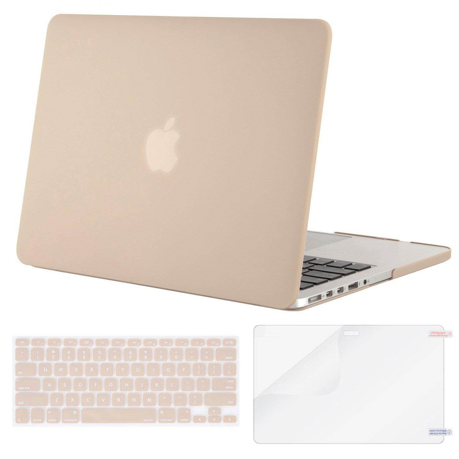 MOSISO Case Only Compatible MacBook Pro (W/O USB-C) Retina 13 Inch (A1502/A1425)(W/O CD-ROM) Release 2015/2014/2013/end 2012 Plastic Hard Shell & Keyboard Cover & Screen Protector, Camel
