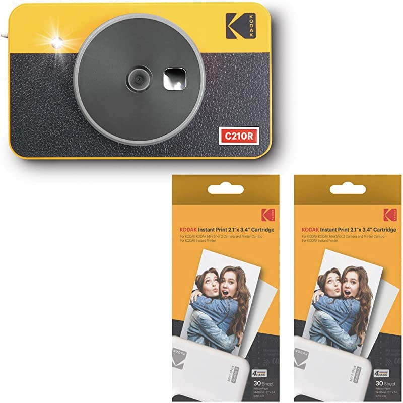 Mini Shot 2 Retro Portable Wireless Instant Camera & Photo Printer - Yellow - 60 Sheets