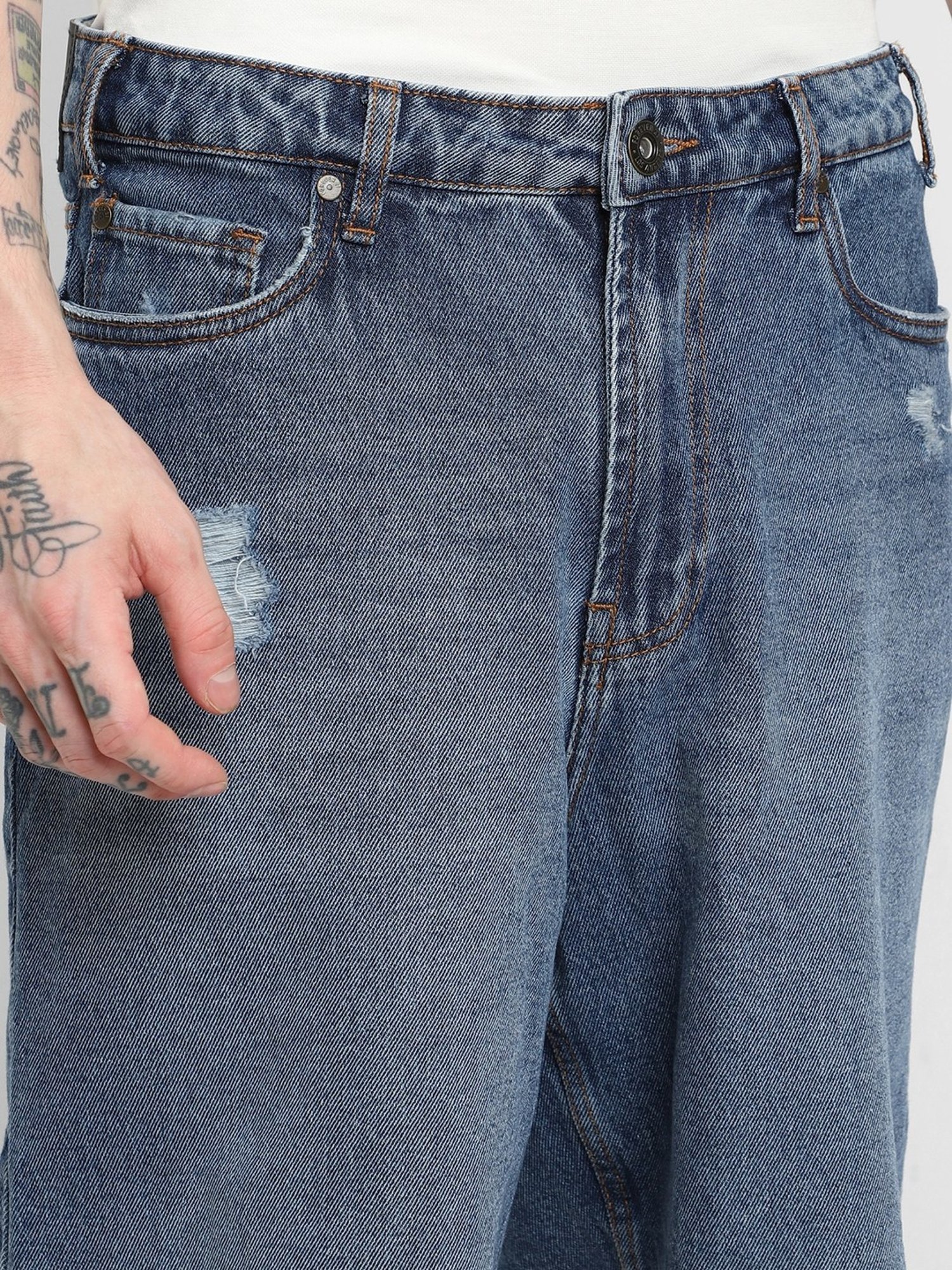 Forever 21 Navy Boxy Fit Denim Shorts