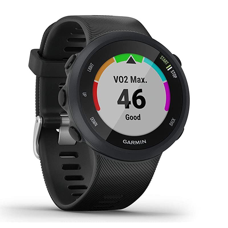 Forerunner 45 GPS Running Watch Runners Bundle | Includes Water Bottle, Portable Charger & Screen Protectors | Heart Rate Watch | Pace, Distance, Stress Tracking | Lava Red, 010-02156-06