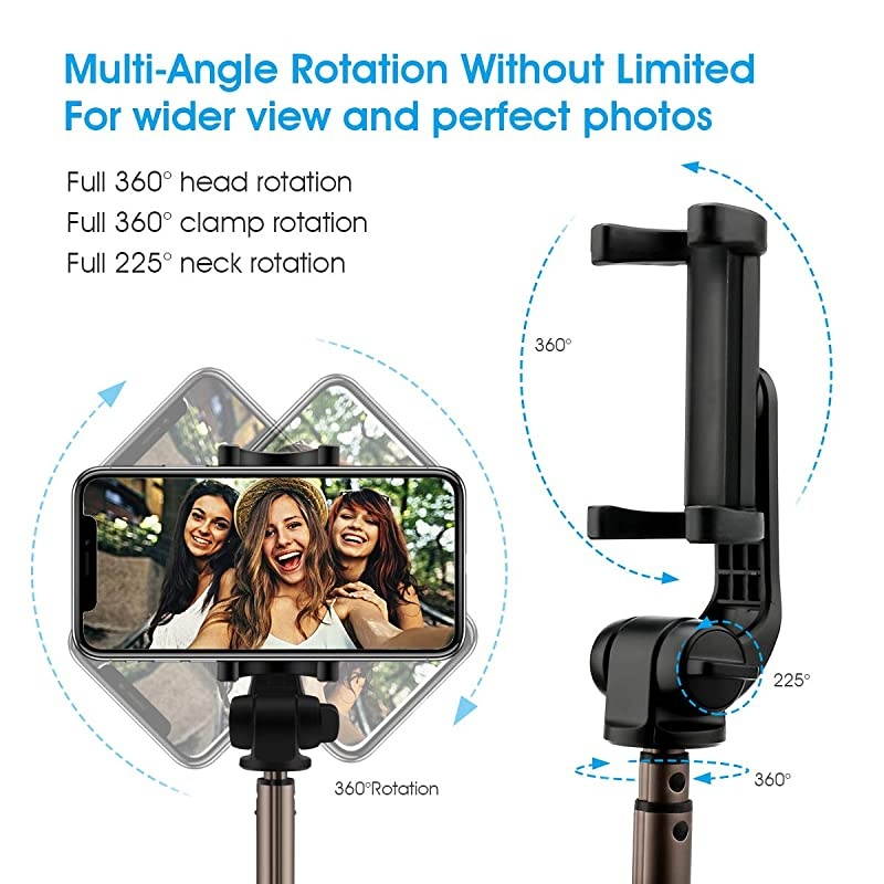 Selfie Stick Bluetooth Extendable Selfie Stick Tripod Stand with Wireless Remote Shutter Compatible with iPhone 1111 ProXSXR88P77P6s6 Galaxy S9S9 PlusS8S7S6S5Note 98