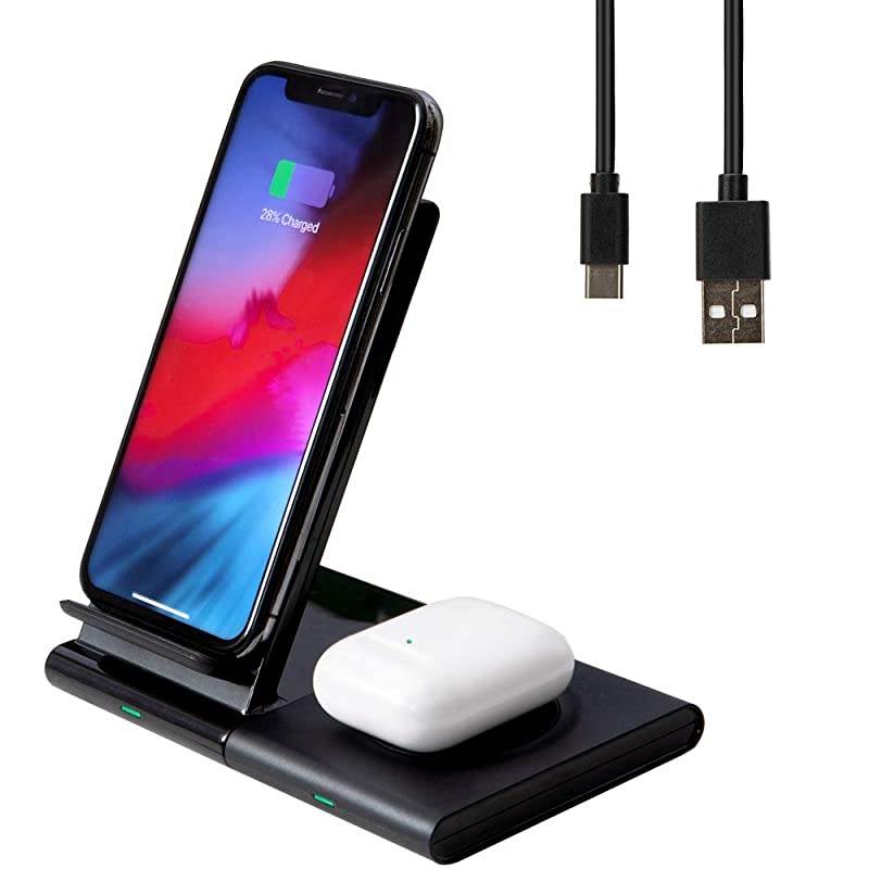 Charger Fast Charging Stand 2in1 Charging Station Dock for iPhone 11 ProMaxXXsXRAirPods2 Samsung Galaxy NoteWatchBuds