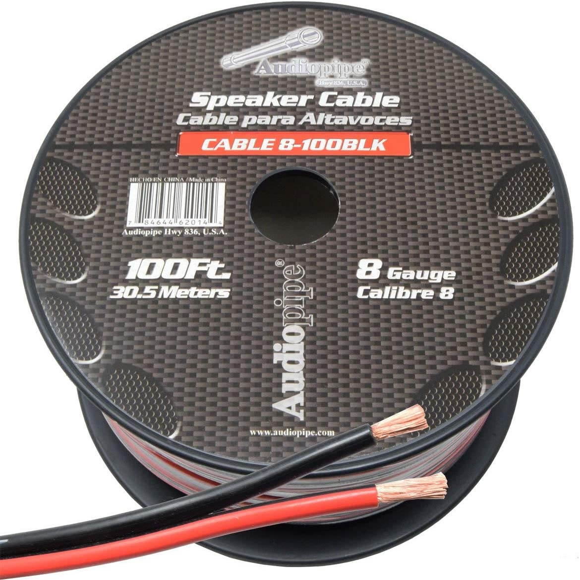 8 Gauge Speaker Wire - Red/Black (100 Feet) Car Audio Home Theater Sub Woofer Stranded Cable 2 Conductor Power Ground