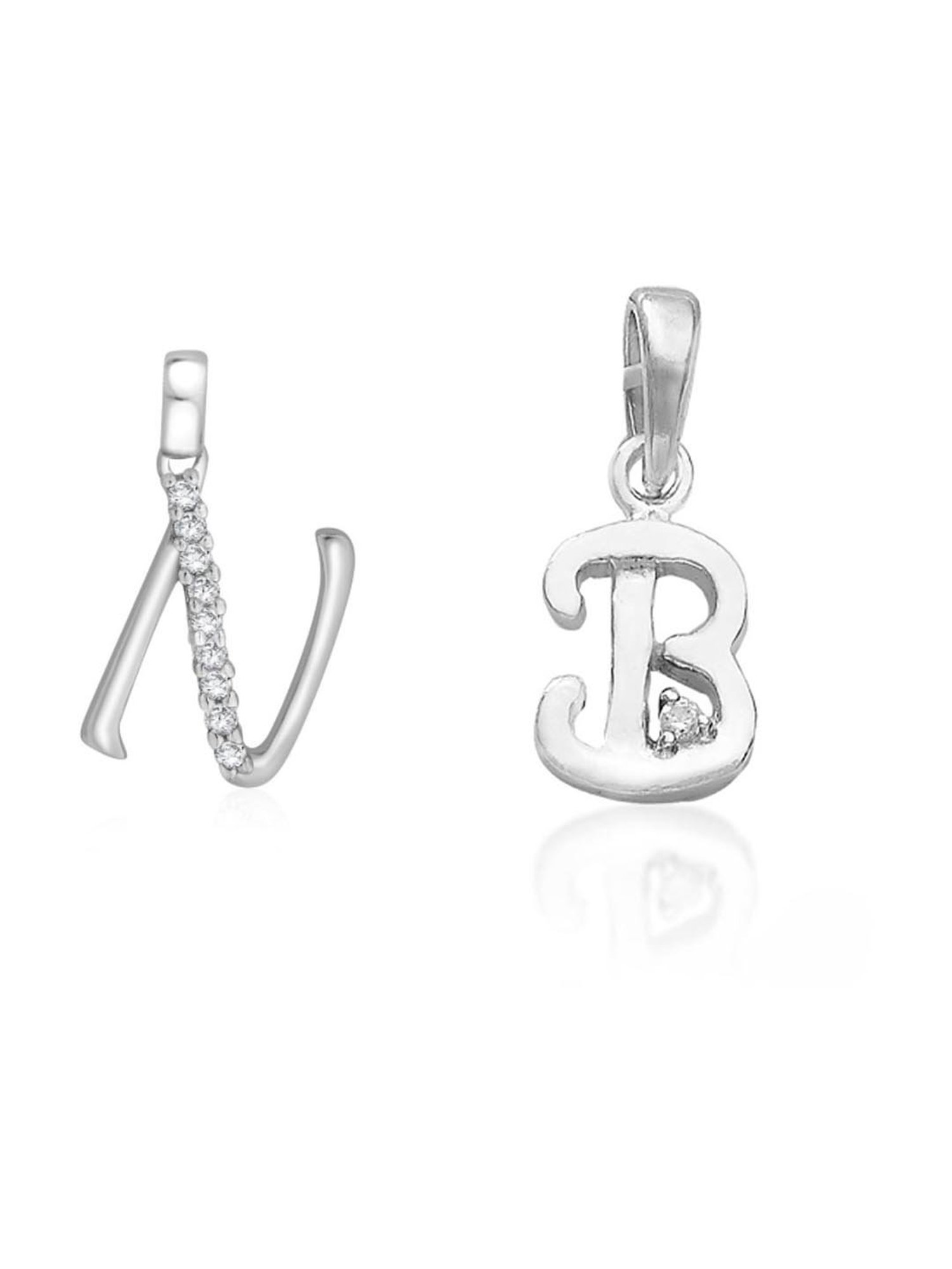 Taraash 92.5 Sterling Silver 'N' & 'B' Initial Letter Couple Pendants