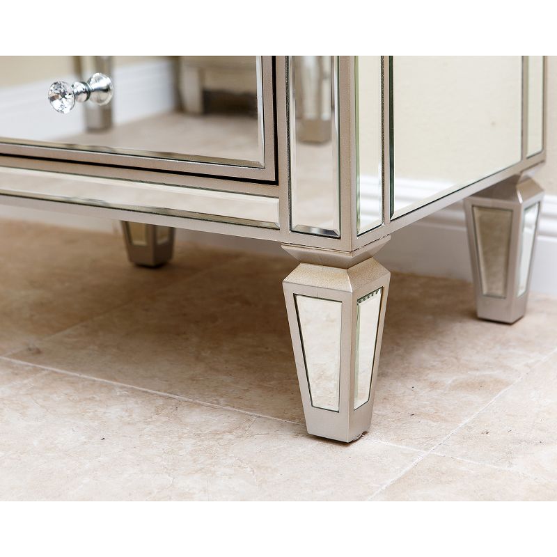 Ofelia Mirrored 2-Drawer Nightstand Silver - Abbyson Living