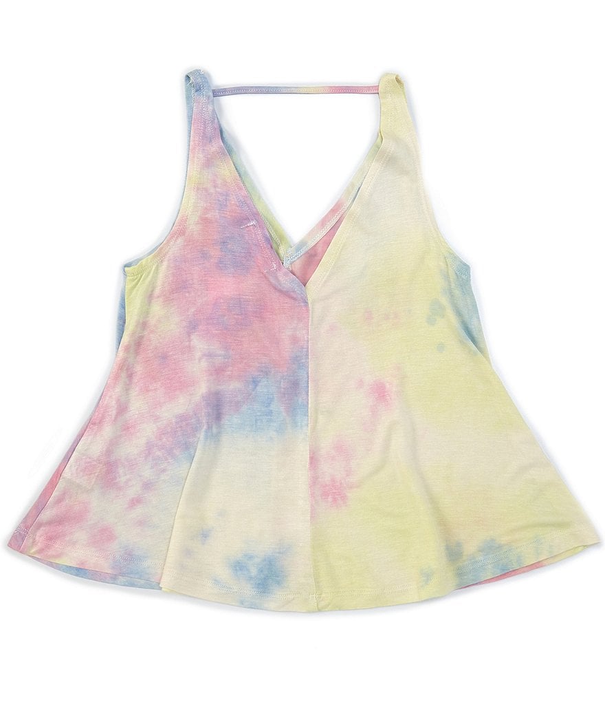 Angie Big Girls 7-14 Tie-Dye Faux-Button-Front Tank Top