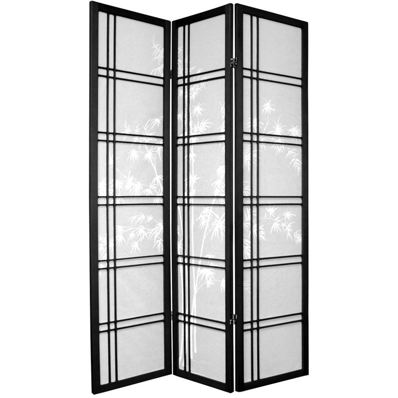 Oriental Furniture 6' Tall Bamboo Tree Shoji Screen Black