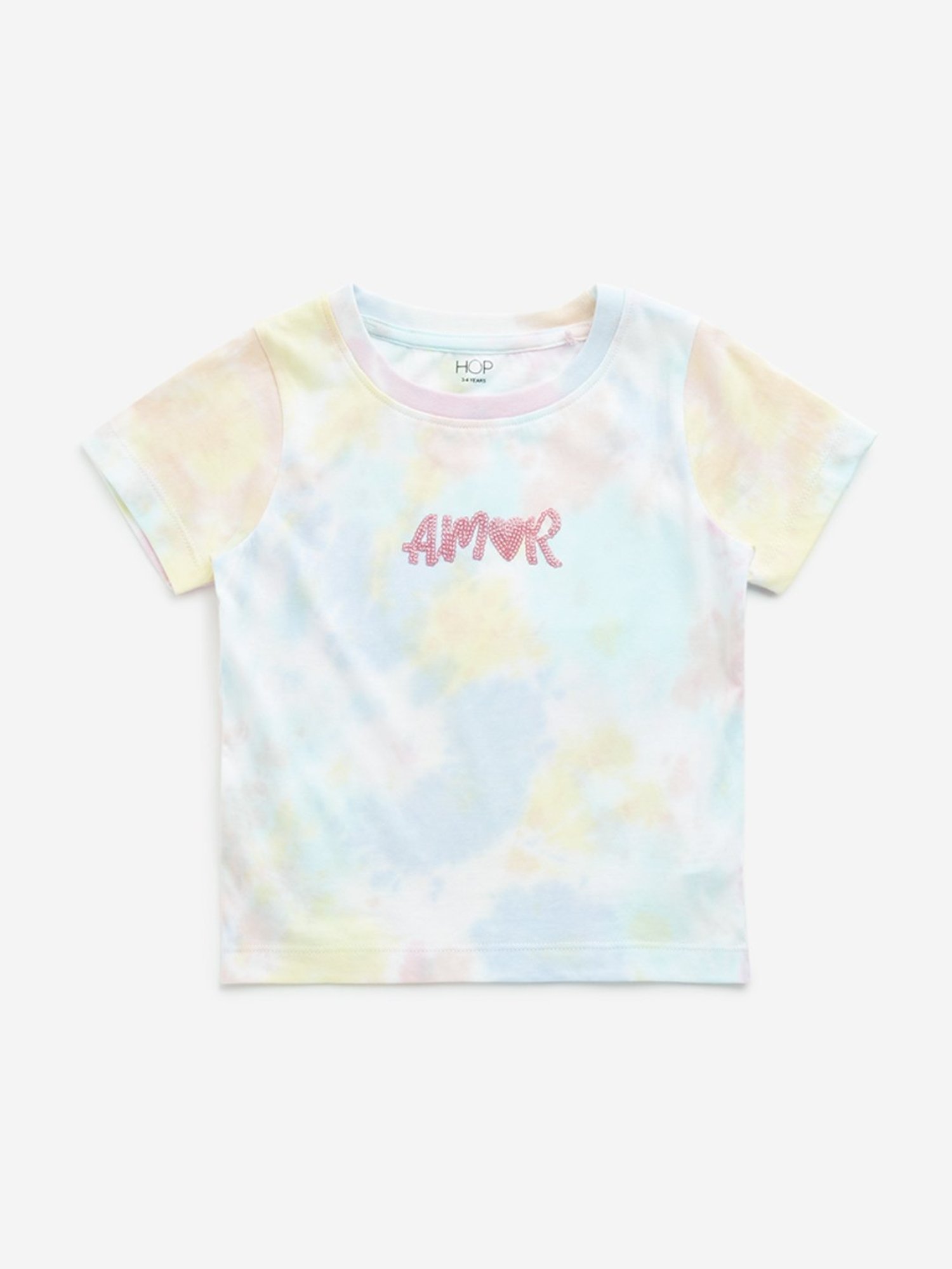 HOP Kids by Westside Blue Tie-Dye Design Cotton T-Shirt