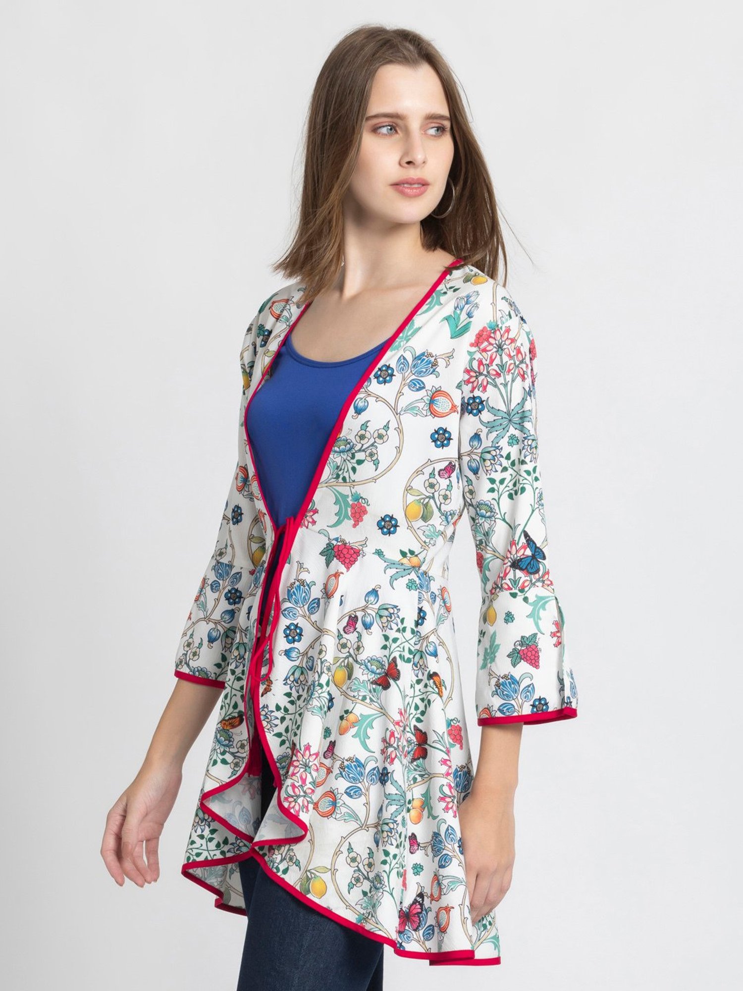 Akkriti by Pantaloons Off-White Self Pattern Shrug