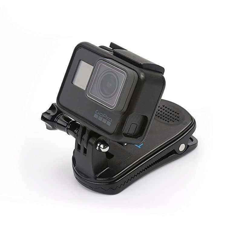 Rotation Backpack Camera Clip On Clamp Mount for GoPro Hero 8, Hero 7/6/5 Black, Hero 4, Hero 3, Hero 4 and Hero 5 Session Cameras