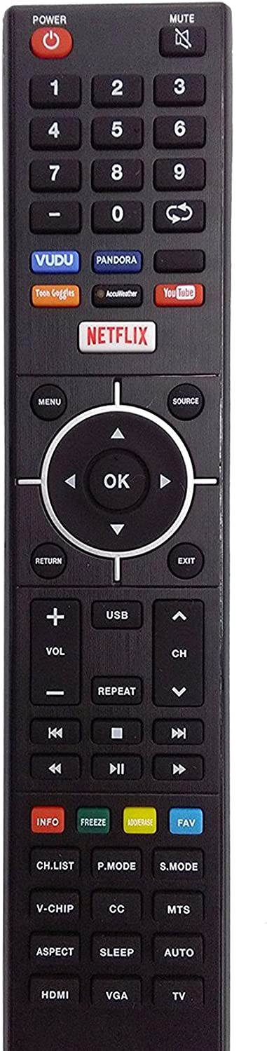 TV Remote fit for Element 4K Smart E4SJ5516H ELEFJ322S ELSFS422 E4SFC421 E4SFC551 E4SFT551 Elst3216h E4SFC651 ELEFS403S ELSFS502 E4S4316H LED TV Remote Control with VUDU Netflix Keys E4ST4316H
