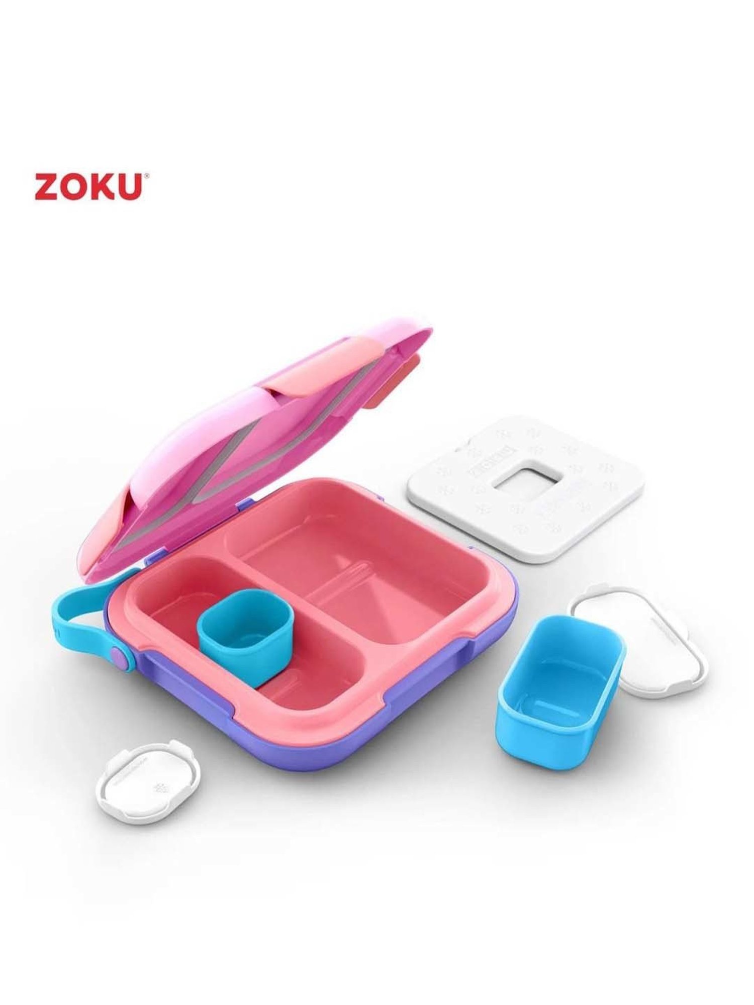 Zoku 2-Piece Multicolor Medium Kids Lunch Box & Pocket Cutlery Set