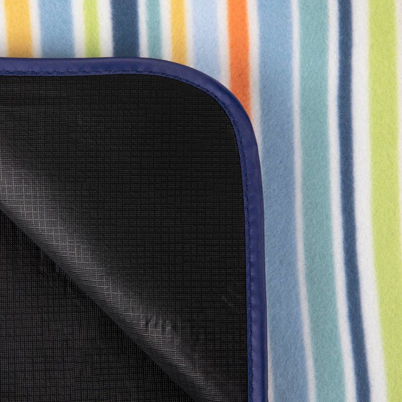 Oniva Blanket Tote Outdoor St. Tropez Collection Picnic Blanket - Sky Blue with Multi Stripe Pattern