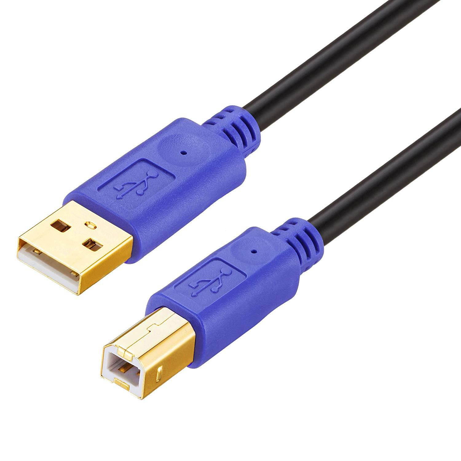 Printer Cable 20ft,LiuTian USB 2.0 Cable Printer Cable High Speed Gold-Plated Connectors Printer Scanner Cable Cord A Male to B Male for HP, Canon, Lexmark, Epson, Dell, Xerox, Samsung etc &hellip;