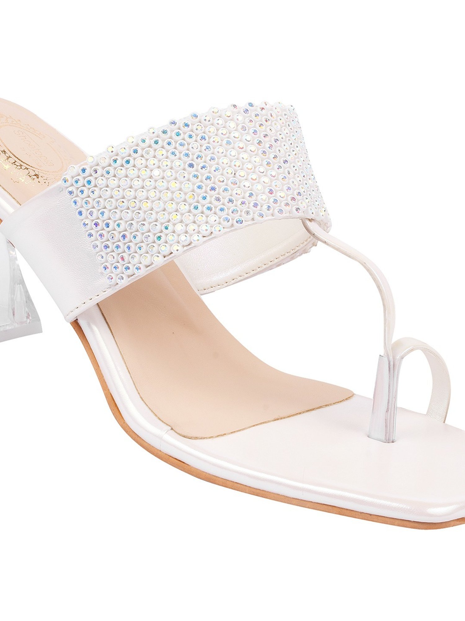 Shoetopia Women's White Toe Ring Sandals