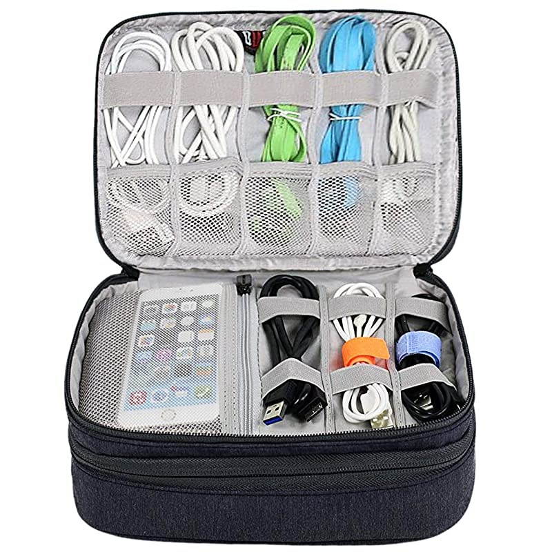 Tablet Electronics Organizer Travel Cable Cord Packing Accessories Gadget Gear Storage USB Cables SD Memory Cards Earphone Flash Hard Drive Bag