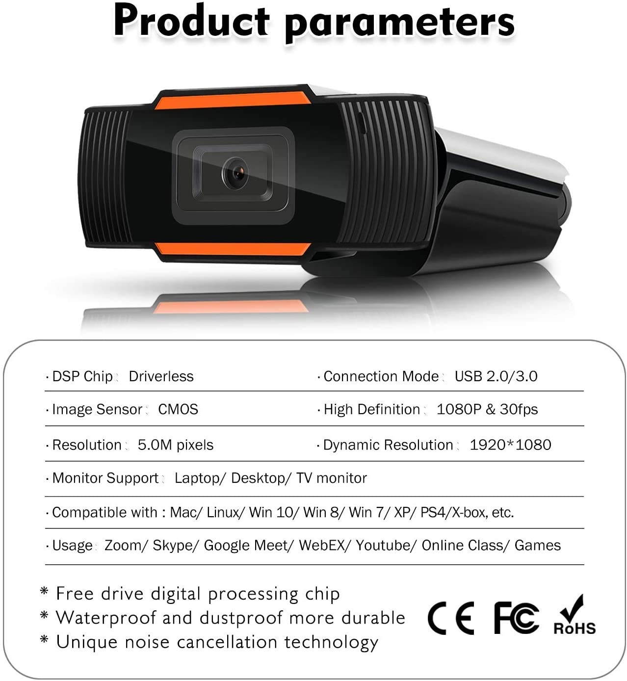 X13 Computer Webcam with Microphone, 1080P HD Desktop Streaming Computer Monitor USB Web Camera Plug and Play Laptop PC Cam for Video Calling Conferencing Business Gaming