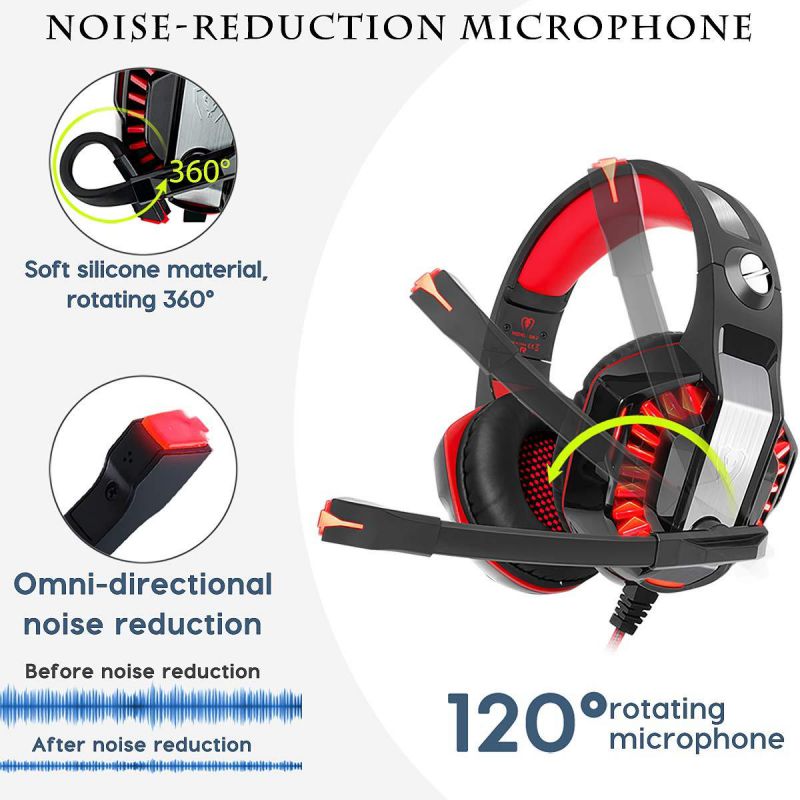 Beexcellent Gaming Headset for PS4 Xbox One PC, Noise-Isolation Headphones with Microphone Stereo Surround Sound for Mac Laptop