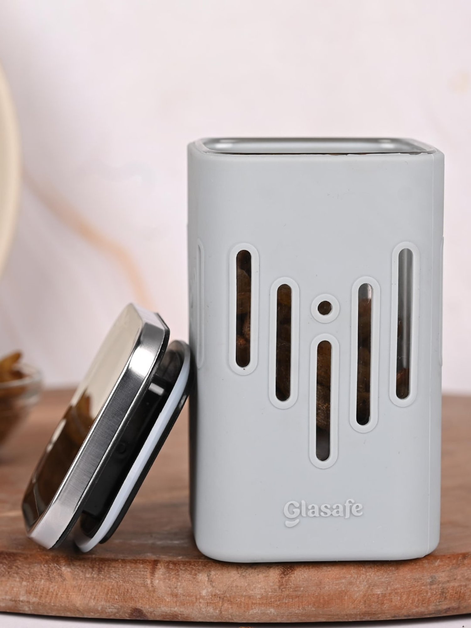 Glasafe 'O' Grip Slate Grey Borosilicate Containers - Set of 2 (250ml)