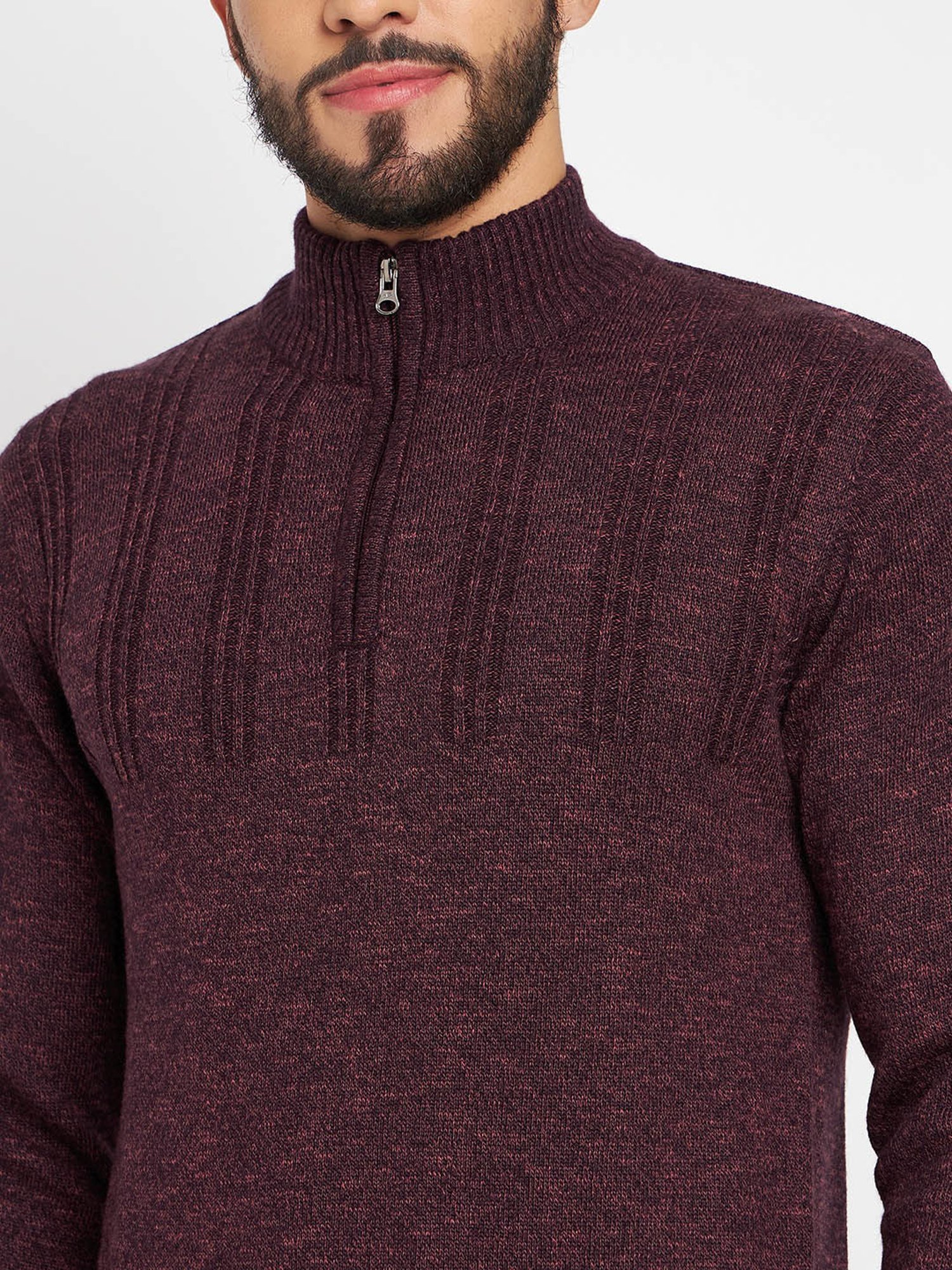 Duke Wine Self Striped Sweater
