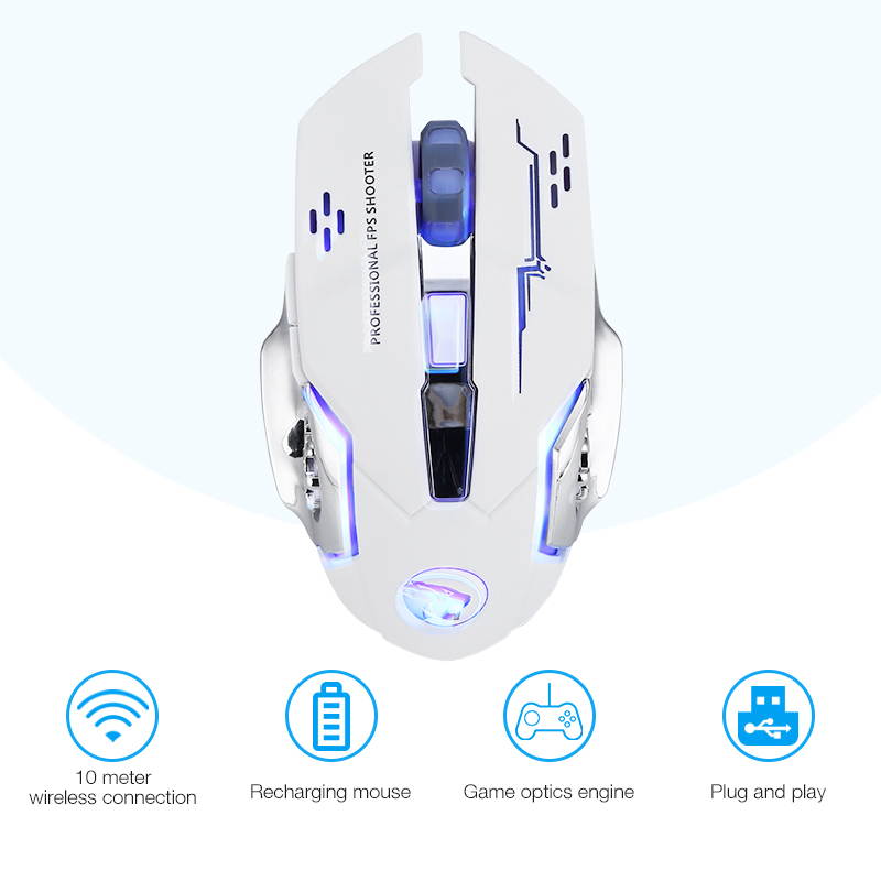 Wireless Optical Gaming Mice Rechargeable USB Mouse