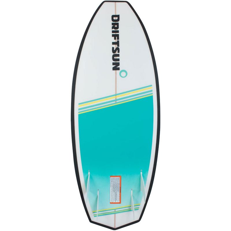 Driftsun 4 Ft 6 In Beginner to Intermediate Wave Riding Throwdown Wakesurf Board with 4 Removable Futures Fin Box and Full Natural Stringer