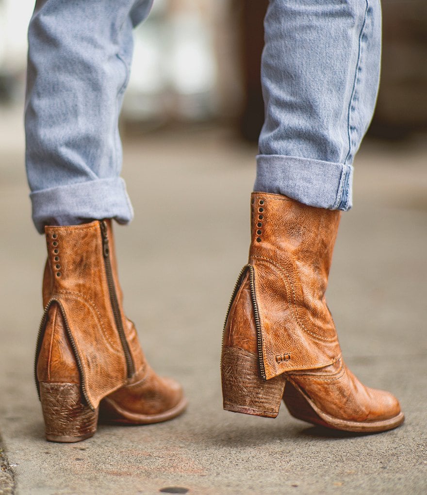 Bed Stu Iris Leather Block Heel Booties