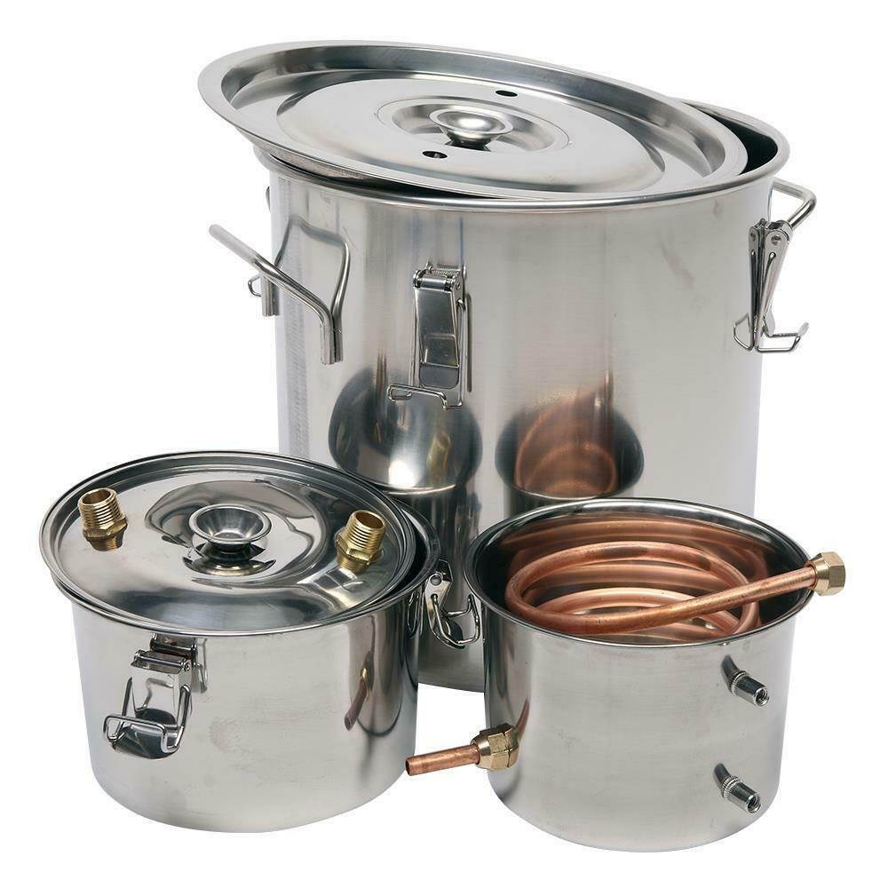 3 Pot 5 Gallon 20 L Water Wine Alcohol Distiller Moonshine Still Boiler Steam