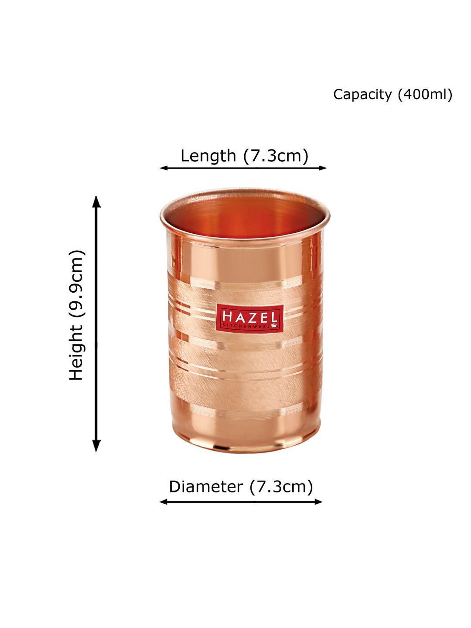HAZEL 'Designer' Brown Copper Tumbler (0.4 L) - Set of 2