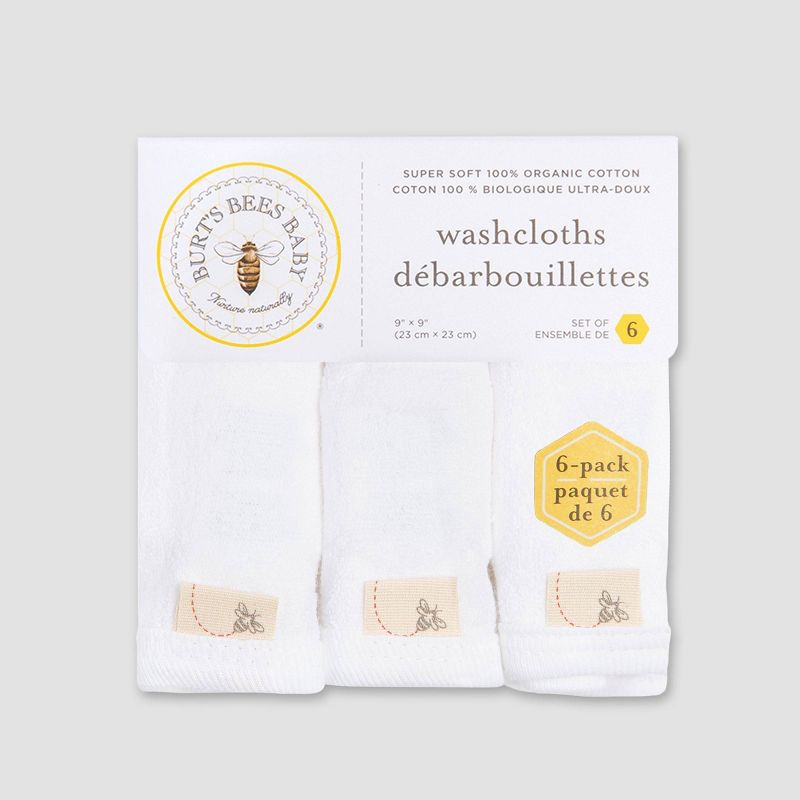 Burt's Bees Baby® Organic Cotton Washcloth Mitts - White Newborn