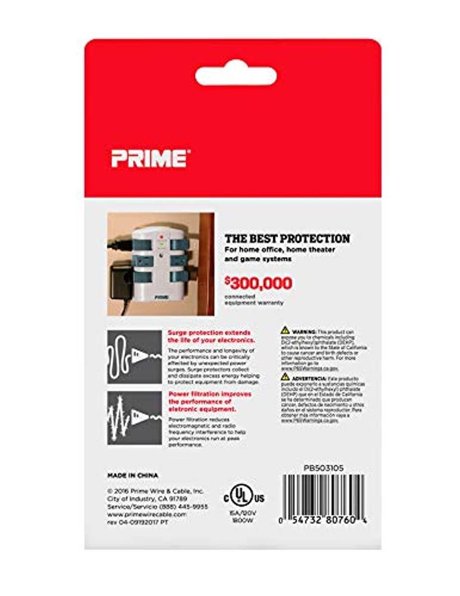 Prime Wire & Cable PB503105 6-Outlet 2160J Swivel Surge Tap, White