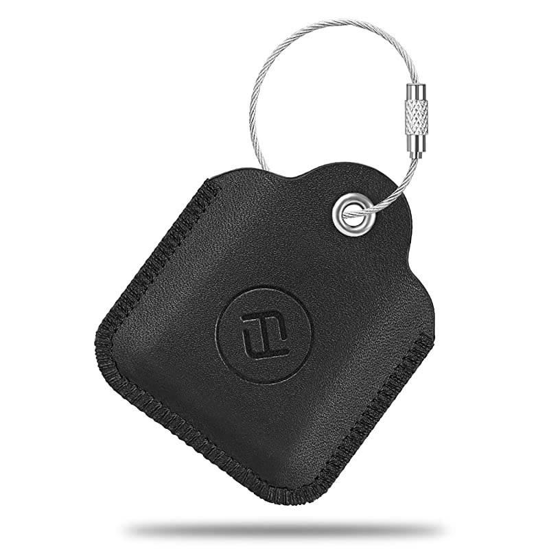 Genuine Leather Case for Tile MateTile ProTile SportTile StyleCube Pro Key Finder Phone Finder AntiScratch Protective Skin Cover with Keychain Black